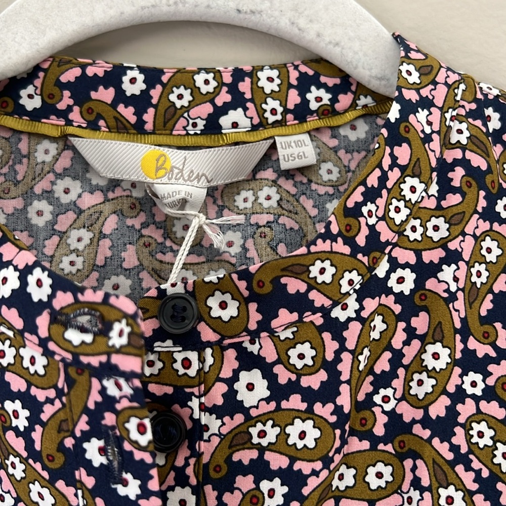 NWT Boden Paisley Tiered Shirt Dress Size 6 L - Picture 2 of 7